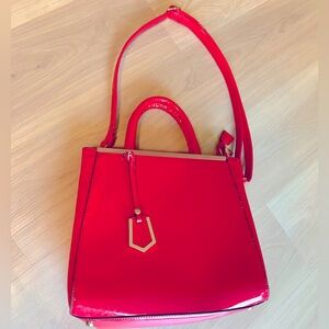Patent Leather Hot Pink/Fuchsia Boutique Shoulder Bag Handbag Gold Accents